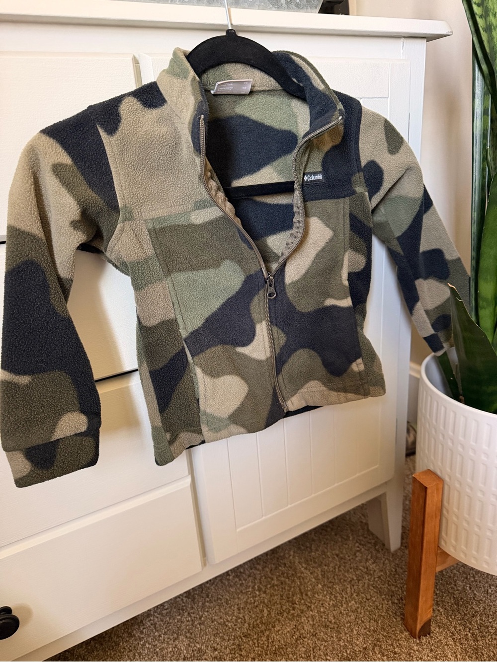 Columbia Kids Green & Black Camo Fleece Jacket